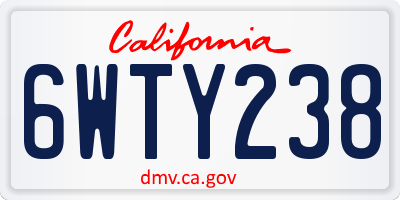 CA license plate 6WTY238