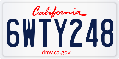 CA license plate 6WTY248