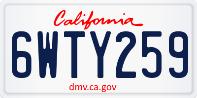 CA license plate 6WTY259