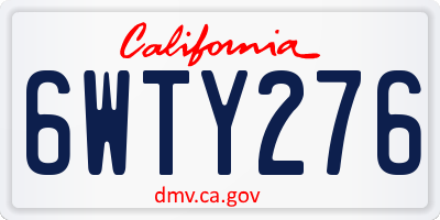 CA license plate 6WTY276