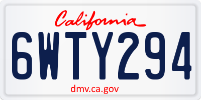 CA license plate 6WTY294