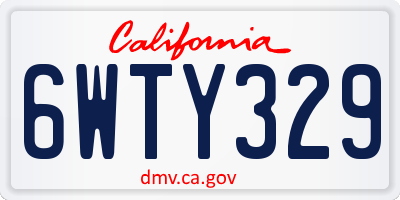 CA license plate 6WTY329