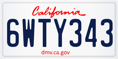 CA license plate 6WTY343