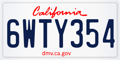 CA license plate 6WTY354