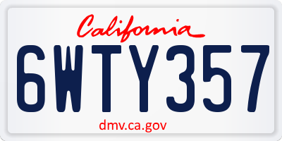 CA license plate 6WTY357