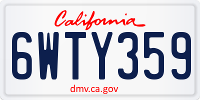 CA license plate 6WTY359