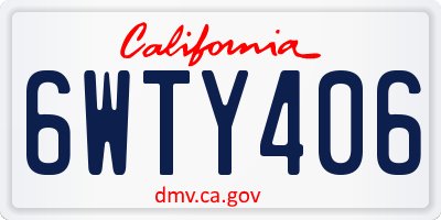 CA license plate 6WTY406