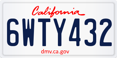 CA license plate 6WTY432