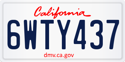 CA license plate 6WTY437
