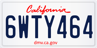 CA license plate 6WTY464