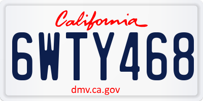 CA license plate 6WTY468