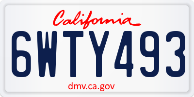 CA license plate 6WTY493
