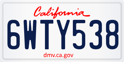 CA license plate 6WTY538