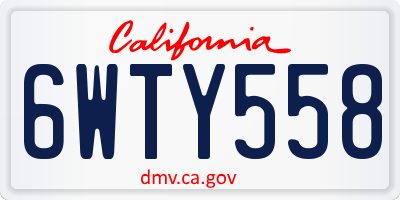 CA license plate 6WTY558