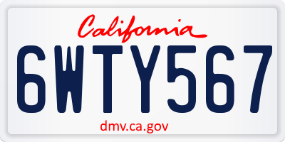 CA license plate 6WTY567