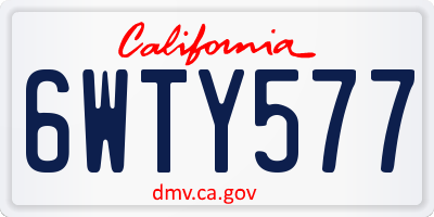 CA license plate 6WTY577
