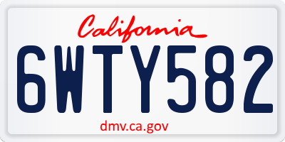 CA license plate 6WTY582