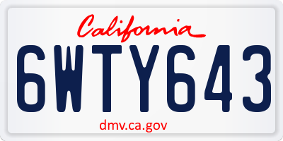 CA license plate 6WTY643