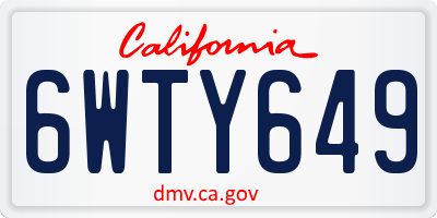 CA license plate 6WTY649