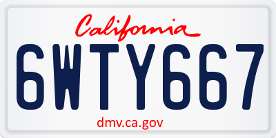 CA license plate 6WTY667