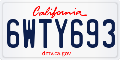 CA license plate 6WTY693