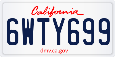 CA license plate 6WTY699