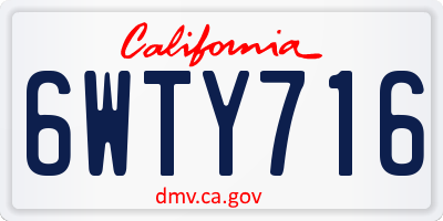 CA license plate 6WTY716