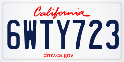 CA license plate 6WTY723