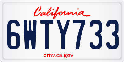 CA license plate 6WTY733