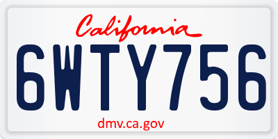 CA license plate 6WTY756