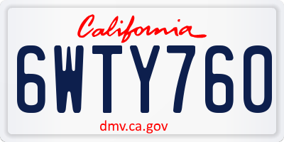 CA license plate 6WTY760