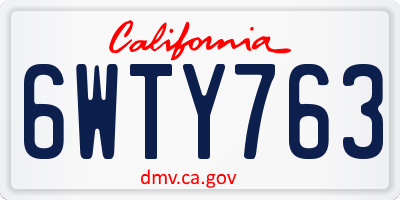 CA license plate 6WTY763