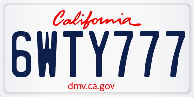 CA license plate 6WTY777