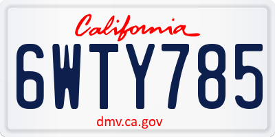 CA license plate 6WTY785
