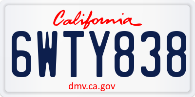 CA license plate 6WTY838