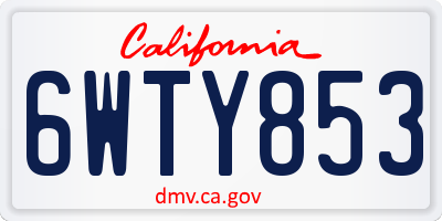 CA license plate 6WTY853