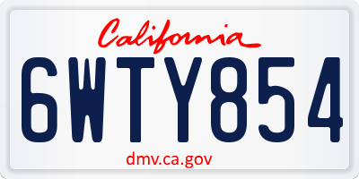CA license plate 6WTY854