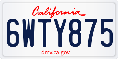 CA license plate 6WTY875