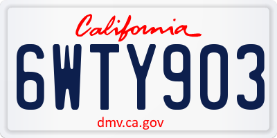 CA license plate 6WTY903
