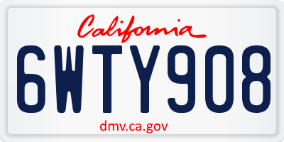 CA license plate 6WTY908