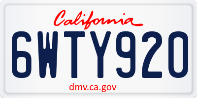 CA license plate 6WTY920