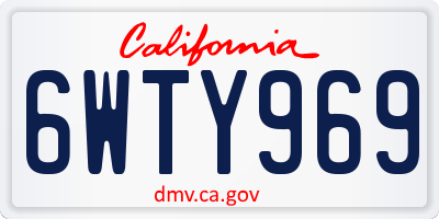 CA license plate 6WTY969