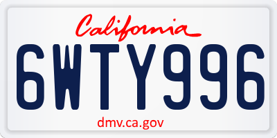CA license plate 6WTY996