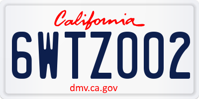 CA license plate 6WTZ002