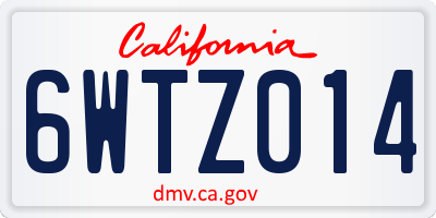 CA license plate 6WTZ014