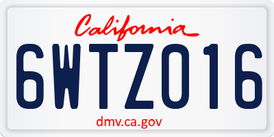 CA license plate 6WTZ016
