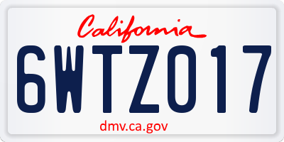 CA license plate 6WTZ017