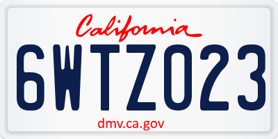 CA license plate 6WTZ023