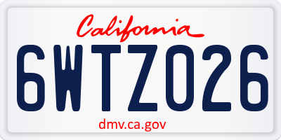 CA license plate 6WTZ026