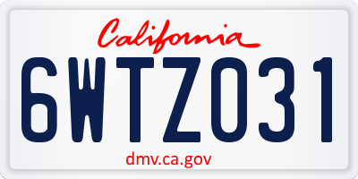 CA license plate 6WTZ031